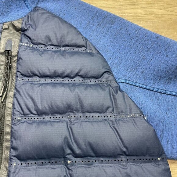 Nike Jacket Mens Medium Blue Tech Fleece Puffer Goose Down Hooded Zip - Picture 6 of 16